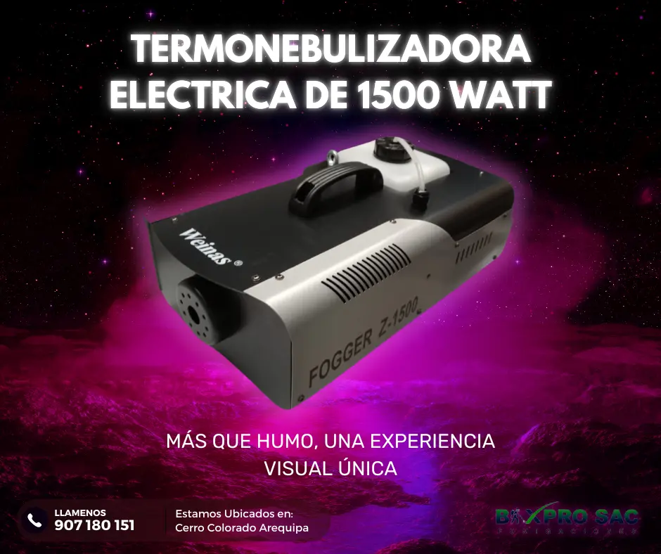 Termonebulizadora en acción generando humo en un evento.
