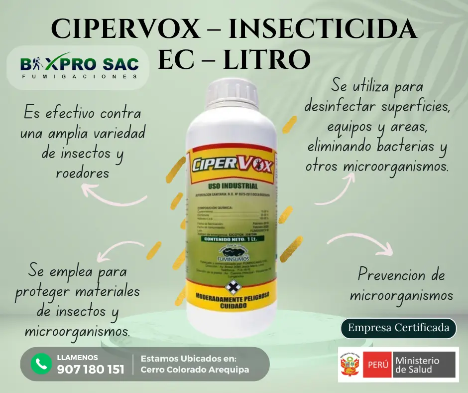 Ciper Vox en uso doméstico para control de plagas