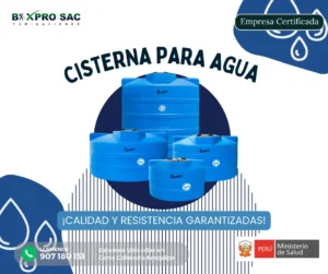 Tanque cisterna Rotoplas de gran capacidad para almacenar agua.