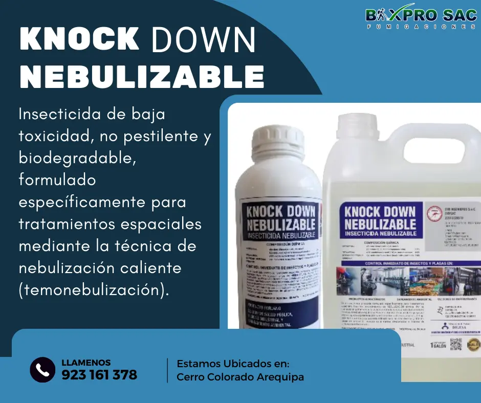 Certificación y características técnicas de KNOCK DOWN Nebulizable.