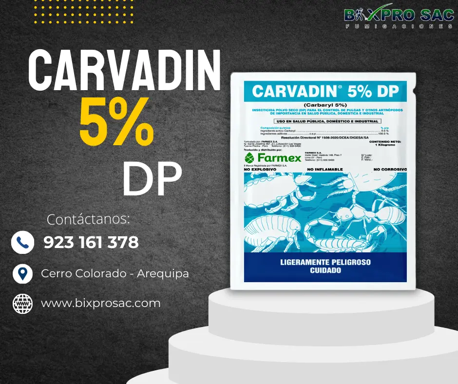 Uso de Carvadin 5% DP para el control de pulgas en el hogar.