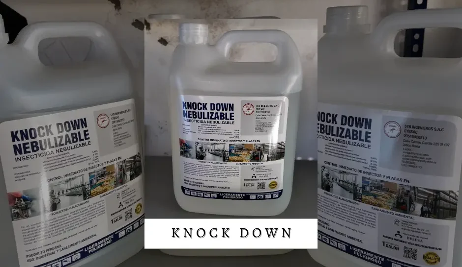 Envase de KNOCK DOWN Nebulizable en presentación comercial.