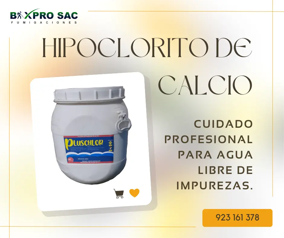 Gránulos blancos de Hipoclorito de Calcio 70%.