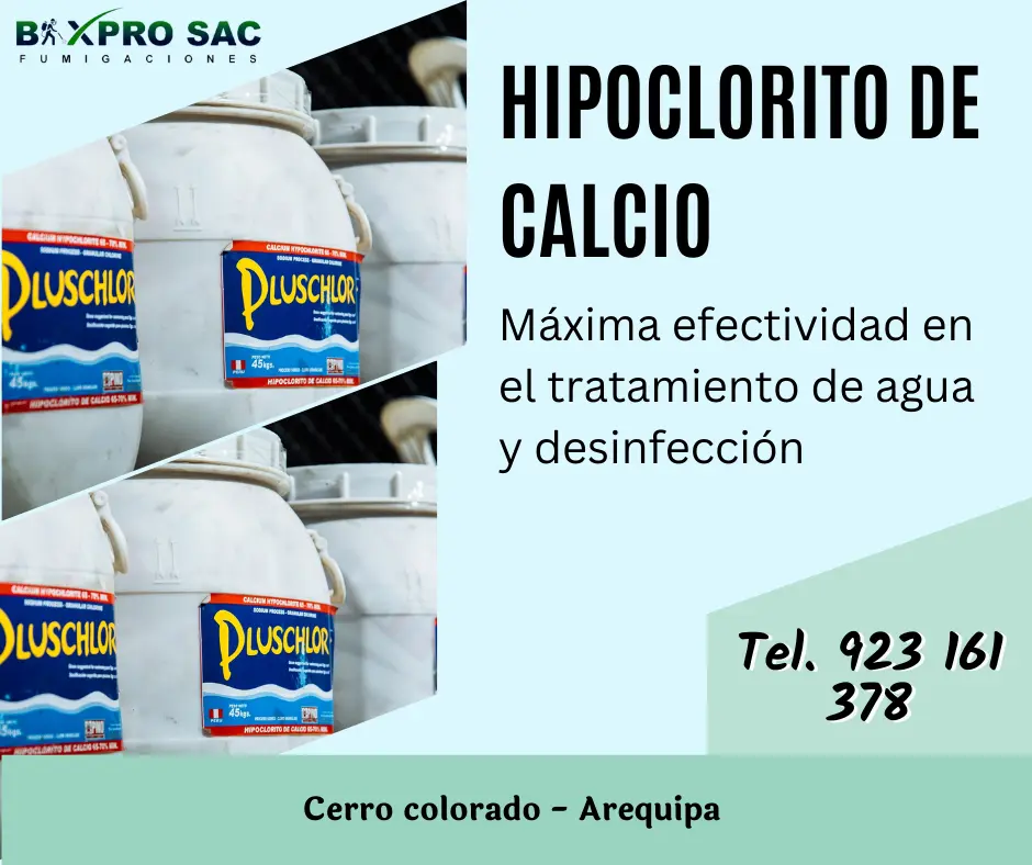 Hipoclorito de Calcio en el tratamiento de agua potable.