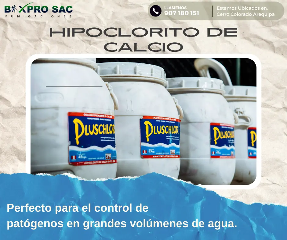 Uso de Hipoclorito de Calcio para desinfectar equipos alimentarios.
