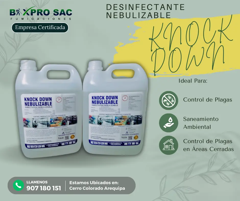 Uso seguro de KNOCK DOWN Nebulizable con equipo de protección.