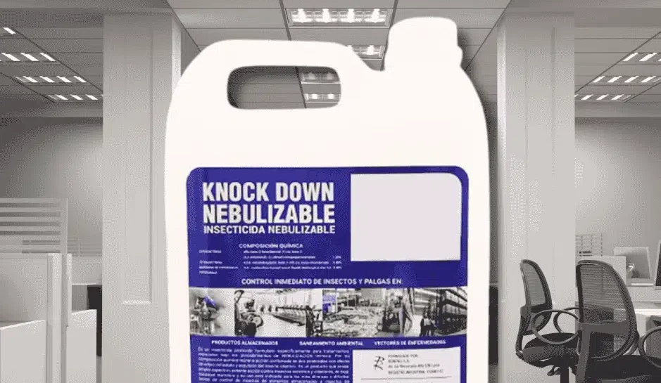 Envase de KNOCK DOWN Nebulizable en presentación comercial.