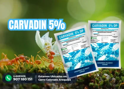 Aplicador profesional usando Carvadin 5% DP en un entorno industrial.