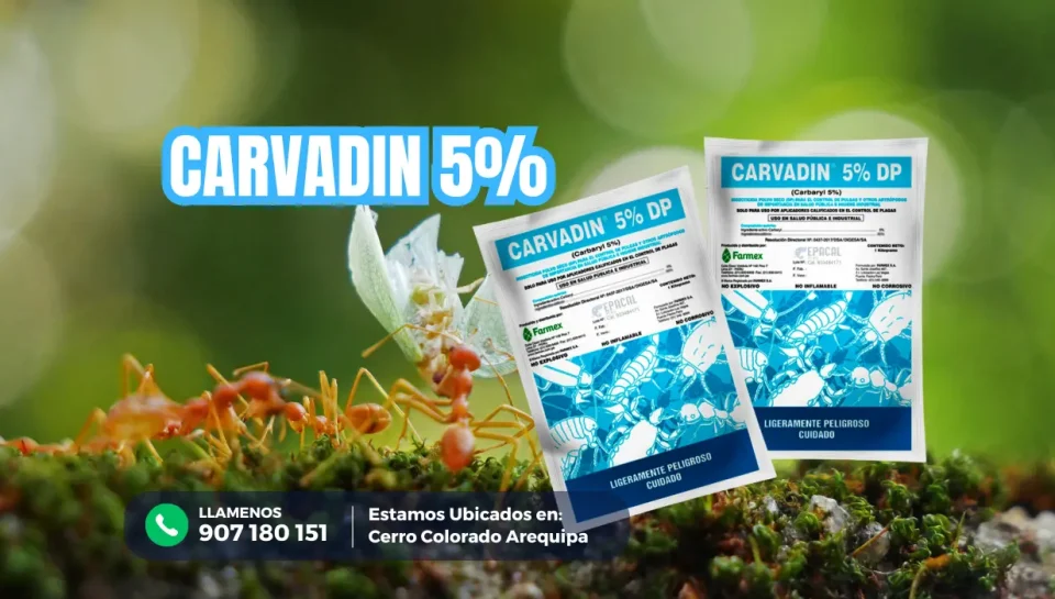 Aplicador profesional usando Carvadin 5% DP en un entorno industrial.